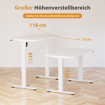 VFU Schreibtisch höhenverstellbar elektrisch 120 x 60 cm weiss