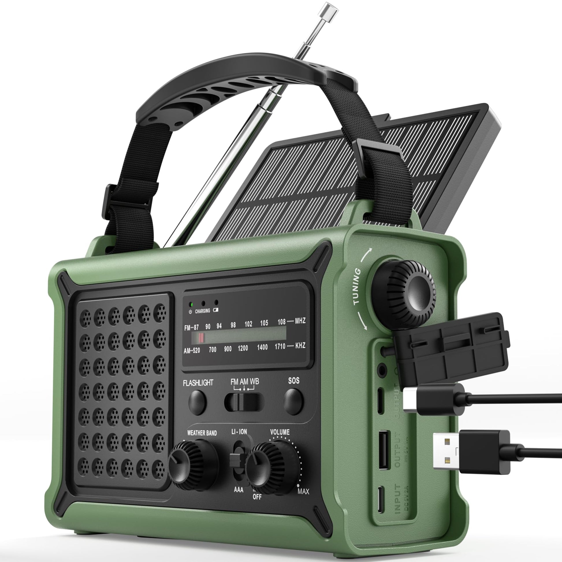 ROCAM CR1030 Kurbelradio, Notfallradio mit Solar und AM/FM-Empfang