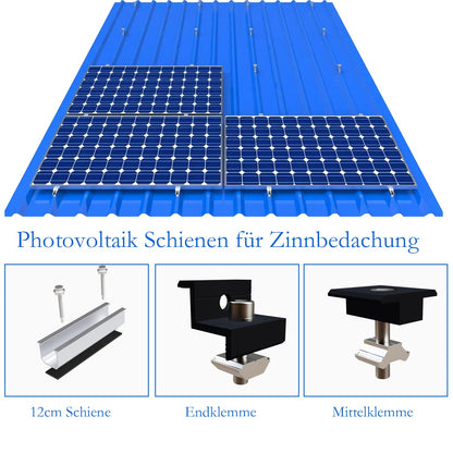 Warmfay Solarmodul-Halterung Set, Aluminium, schwarz eloxiert, 30-35mm