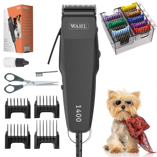Wahl 1400 Schermaschine Hund – Agrarzone Edition Kamm-Set. Robuste, schwarze Schermaschine zum präzisen Scheren von Hundefell.