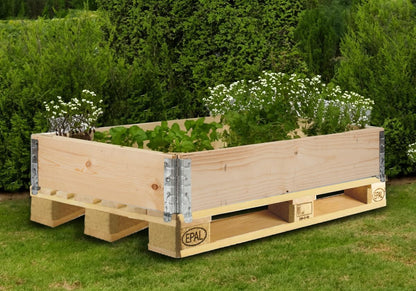 gardivo Hochbeet 120x80x20 cm - 3-teiliger Palettenrahmen Holz