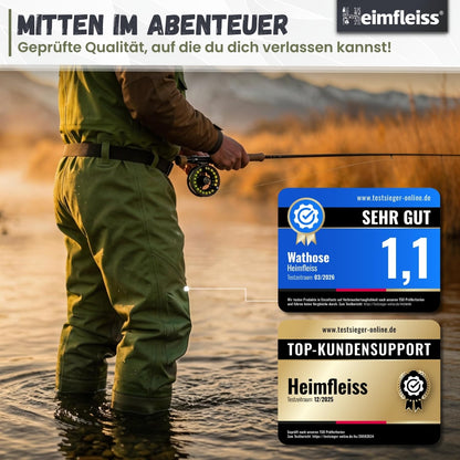 Heimfleiss Wathose wasserdicht, Anglerhose mit Stiefeln, Gr. 42