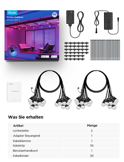 Govee Outdoor LED Lichterkette Aussen 2 – 30M RGBICW