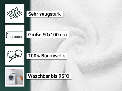 ZOLLNER Handtücher 10er Set, 50x100 cm, Baumwolle, weiss, 450 g/m²