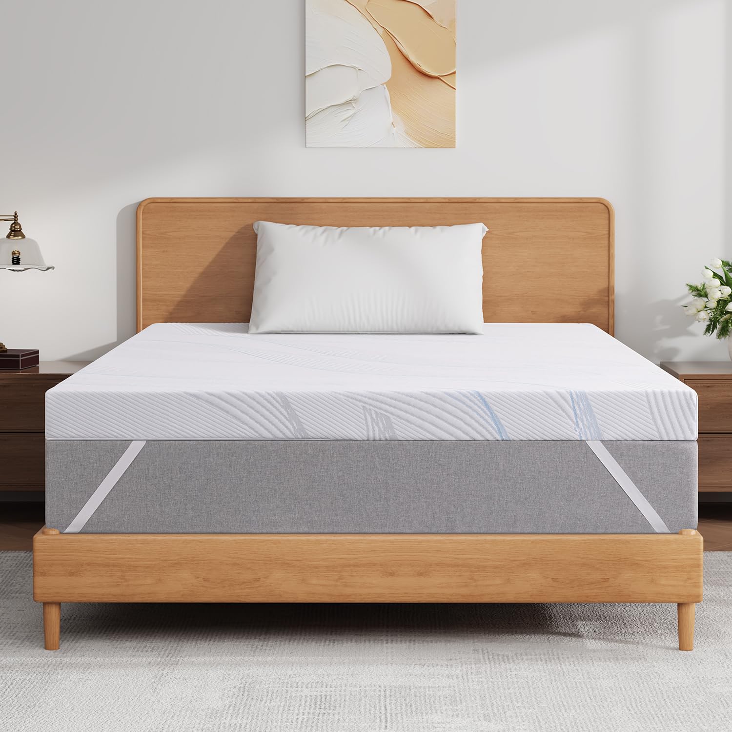 Sleremind Matratzen Topper 140x200 cm, 7 cm Gel-Memory-Schaum mit elastischen Eckgurten