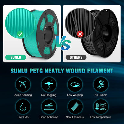SUNLU PETG Filament 1,75 mm Weiss, 4 kg Bundle, 4 Spulen à 1 kg