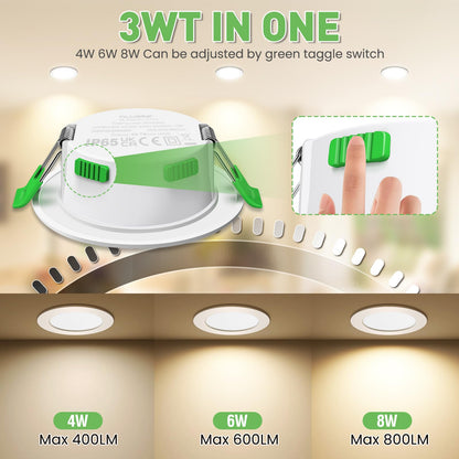 ALUSSO LED Einbaustrahler Dimmbar Ultra Flach 3CCT 68mm IP44 - 10er Set