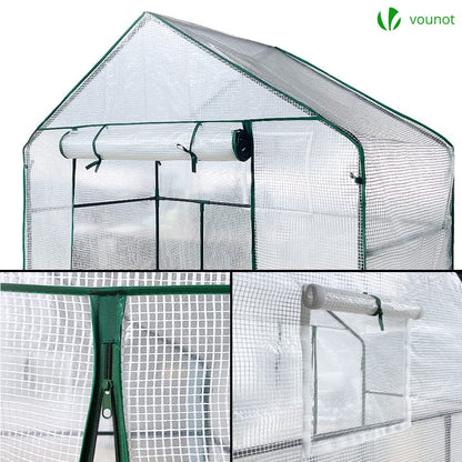 VOUNOT Foliengewächshaus begehbar mit 4 Regalebenen, 143x73x195 cm