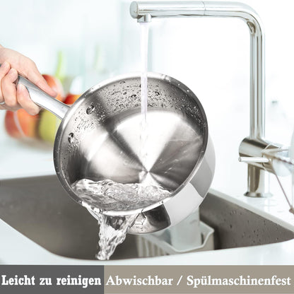 SHEUMNT Topf- und Pfannenset Edelstahl, 6-teilig, induktionsgeeignet