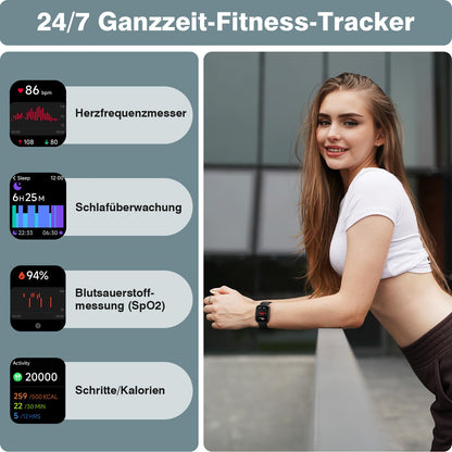 AEAC Smartwatch Fitnessuhr mit Telefonfunktion, 1.85" Display
