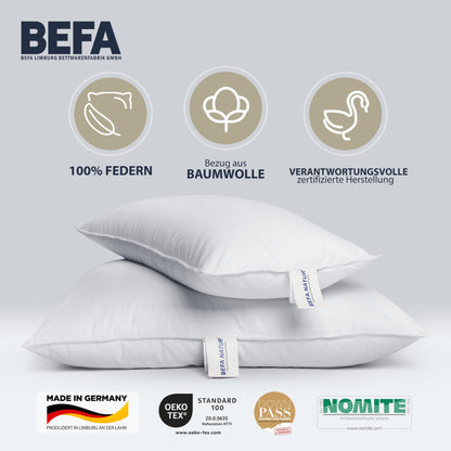 BEFA NATUR Federkissen Kopfkissen Set 80x80 cm (2er)