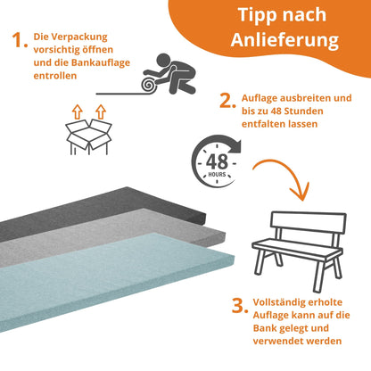 sleepling Bankauflage 200x40 cm hellgrau, Sitzkissen Outdoor & Indoor