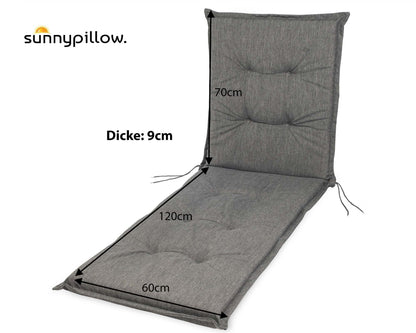 sunnypillow Liegenauflage California 190 x 60 cm, 9 cm dick, Grau
