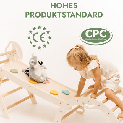 Goodevas 5-in-1 Montessori Klettergerüst Indoor aus Holz mit Rutsche – Kletterdreieck Montessori für Kinder ab 1 Jahr, Indoor Spielplatz Baby Kletterset, Indoor Kletterspielzeug Dreieck