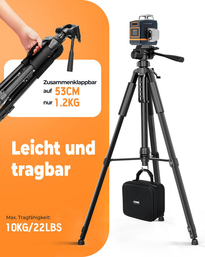 CIGMAN CTP01 Laserstativ, Aluminium-Baustativ 150 cm mit 3-Wege-Kopf