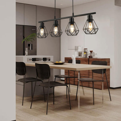 FORCOSO Pendelleuchte Esstisch 4 Flammig – Schwarz Vintage