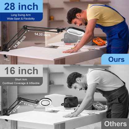 Jeedefi LED Lupe mit Licht und Klemme, 10-fach Echtglas, dimmbar