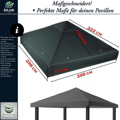 freigarten.de Ersatzdach für Pavillon 3x3 m, wasserdicht, Anthrazit