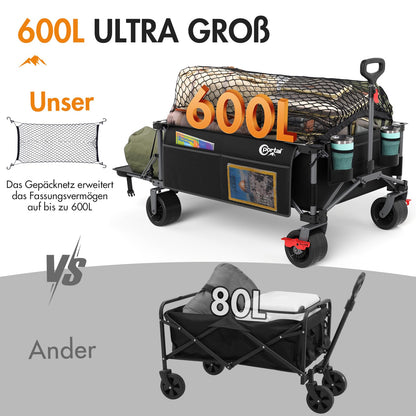 Portal Bollerwagen faltbar XXXL – 600L Volumen, 180kg Last
