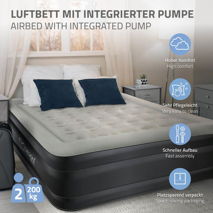 ML-Design Luftbett 2 Pers. Grau – Elektrisch Selbstaufblasend