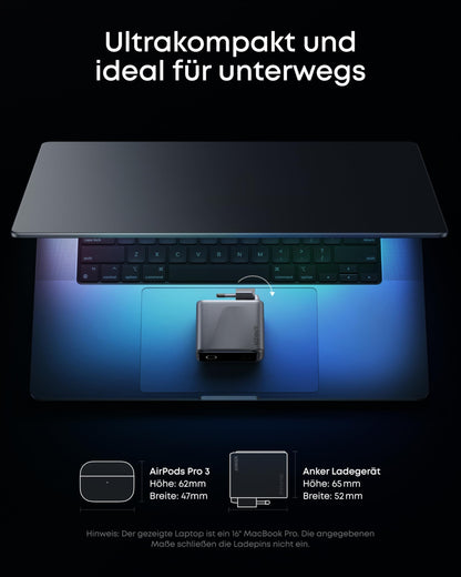 Anker Prime 160W USB-C Ladegerät, GaN, 3 Ports, Smart Display, A2687