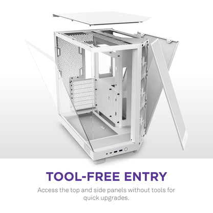 NZXT H6 Flow Dual-Kammer Panorama Glas PC Gehäuse - Weiss