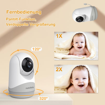 HelloBaby HB6233 Babyphone mit Kamera, 3,2-Zoll-Display, Nachtsicht