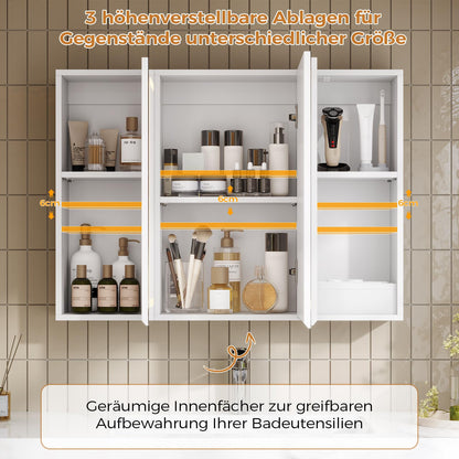 mojiasion Spiegelschrank mit LED-Beleuchtung, Steckdose, 60×80 cm