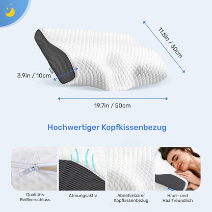 Derila Nackenkissen aus Memory Foam, Seitenschläferkissen Standard