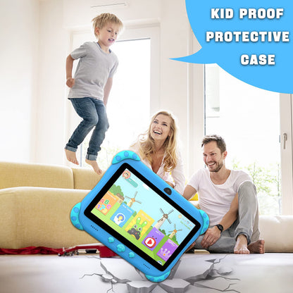 Ascrecem Kinder Tablet 7 Zoll Android Kindertablet 3-7 Jahre - blau