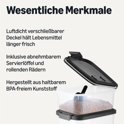 Amazon Basics Tierfutterbehälter 2er-Set mit Schaufel und Rollen