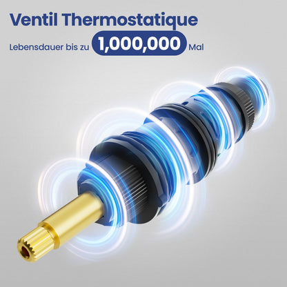 Auralum Duscharmatur mit Thermostat, 38°C Sicherheitssperre, Schwarz