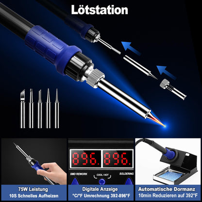 Yofuly 8786D 2-in-1 Heissluft Lötstation - 750W mit 5 Spitzen