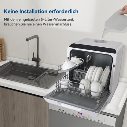 YU YUSING Mini Geschirrspüler mit 5L Wassertank – Tisch Weiss