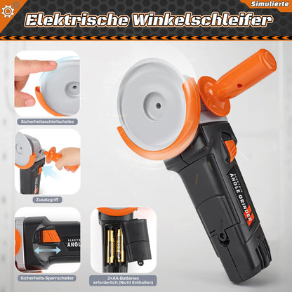 Vanplay Werkzeugkoffer Kinder, Werkzeugset mit Elektrowerkzeug