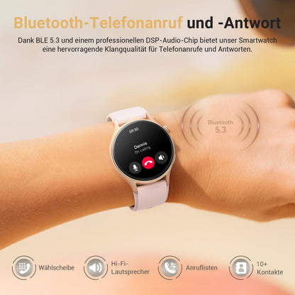 Fitpolo AR01 Smartwatch mit Telefonfunktion, AMOLED Display, Rosa