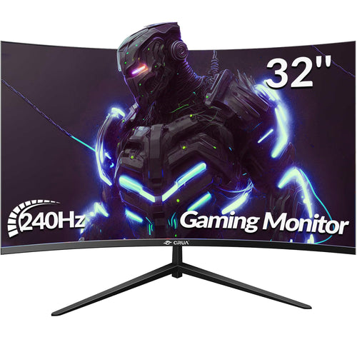 CRUA Gaming Monitor 240Hz FHD Curved Bildschirm - 32 Zoll. 32 Zoll gekrümmter Monitor für flüssiges Gaming mit 240Hz und Full HD Auflösung.
