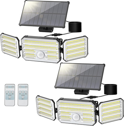 Possily Solarlampen für Aussen mit Bewegungsmelder, 2 Stück – Wandleuchten mit vier verstellbaren Lampenköpfen