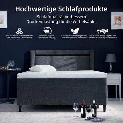 MENDALE Gelschaum Matratzentopper 90x200cm H2/H3 6cm