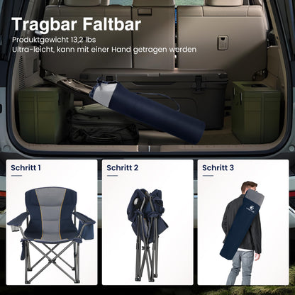 HIGH POINT SPORTS Campingstuhl faltbar 2er Set XXL gepolstert Blau