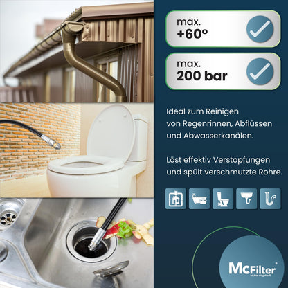 McFilter Rohrreinigungsschlauch-Set 30 m, 200 bar für Kärcher K2-K7