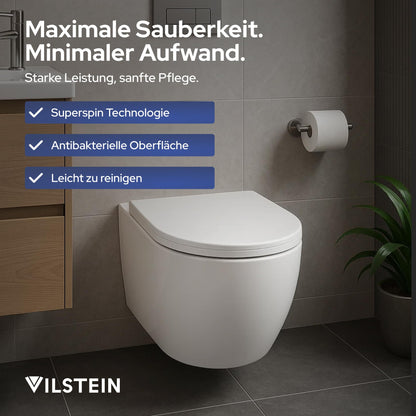 VILSTEIN Hänge-WC spülrandlos mit Tornado-Spülung, Keramik, weiss