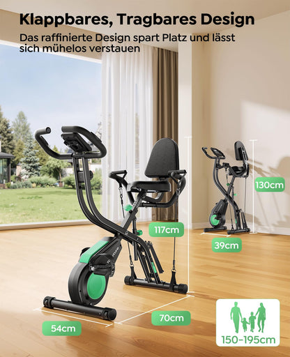 Toputure TEB4 Heimtrainer klappbar, 5-in-1 Ergometer mit App