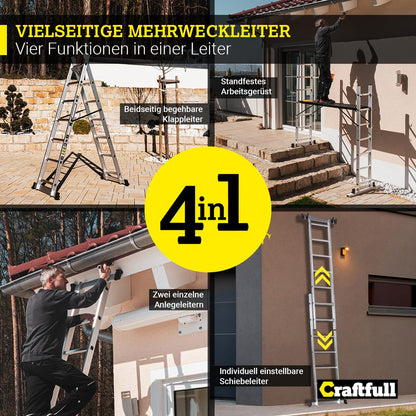 CRAFTFULL CF-103A Alu Rollgerüst und Leiter - 7 Sprossen