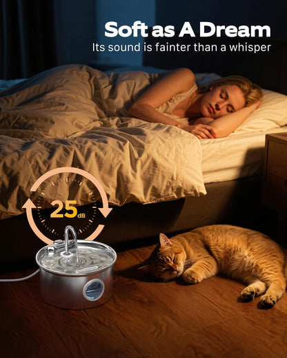 ATMZIQXR Katzenbrunnen Edelstahl S18-PRO, 2.6L Trinkbrunnen Katze