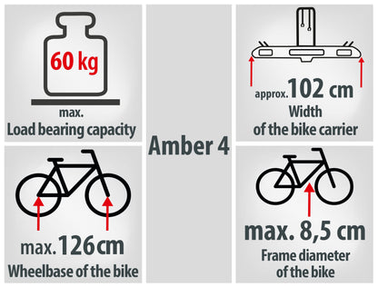 EUFAB AMBER 4 Fahrradträger - Anhängerkupplung für 4 Fahrräder