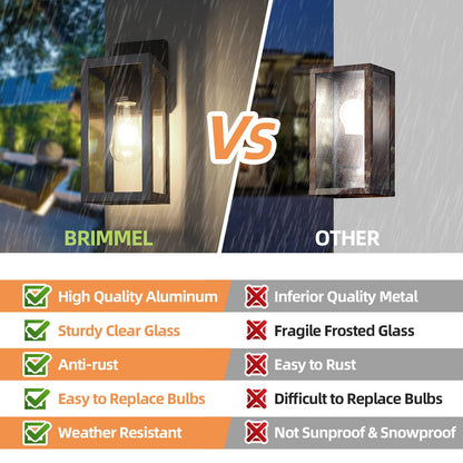 BRIMMEL Aussen Wandleuchte Mattschwarz Aluminium Klar Glas 2er-Set