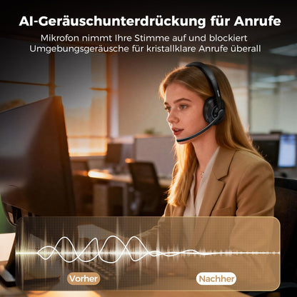 TECKNET V6.0 Bluetooth Headset mit Mikrofon, AI Noise Cancelling