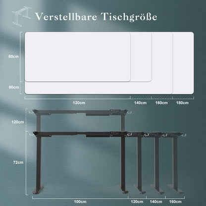 JUMMICO Dual-Motor Höhenverstellbares Schreibtischgestell – Schwarz