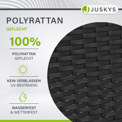 Juskys Gartentisch Yoro Polyrattan mit Glasplatte 60x60 cm schwarz